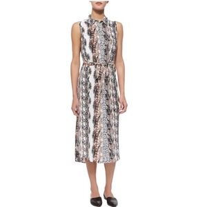 Equipment Femme Tegan Mixed Animal Print Sleeveless Silk Shirt Dress XS